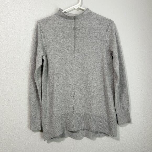 Banana Republic Sweater Small Petite Gray Wool Cashmere Funnel Neck - Picture 1 of 8